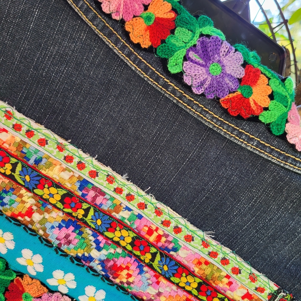 Vintage Trims Upcycled Denim Jacket  - Medium - Picture 5 of 10